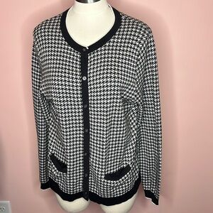 Lands End Houndstooth Button up Sweater